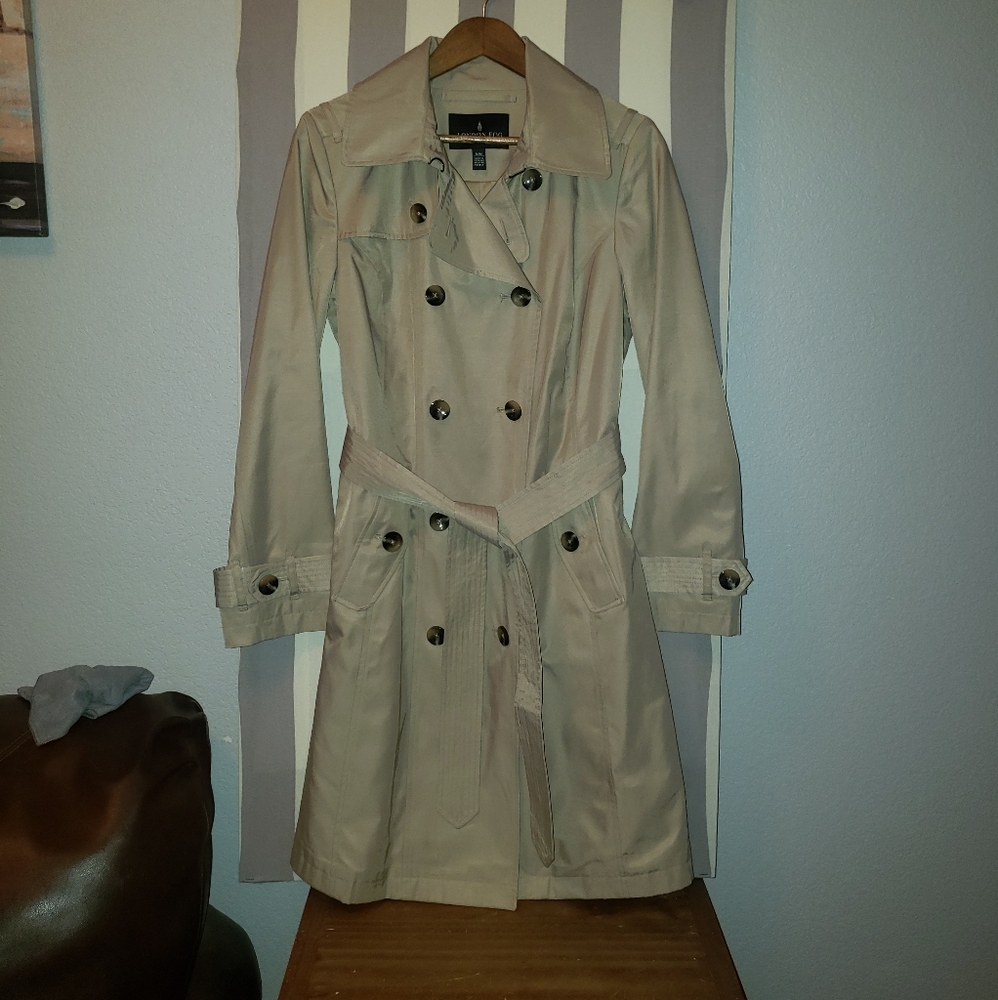 Beige London Fog Trench Coat-Medium